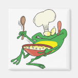 funny silly cooking chef frog cartoon fridge magnet