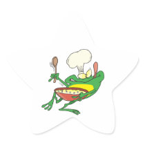 funny silly cooking chef frog cartoon star sticker