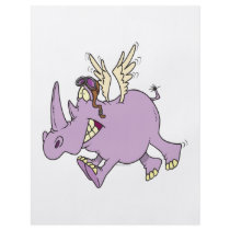 funny silly flying rhino rhinoceros cartoon personalized flyer
