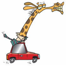 funny silly giraffe in a car commuting acrylic cut out