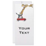 funny silly giraffe in a car commuting rack card design