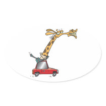 funny silly giraffe in a car commuting sticker