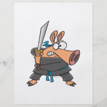 funny silly ninja karate pig piggy cartoon flyer design