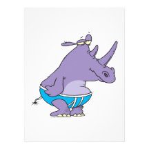 funny silly rhino in undies briefs animal cartoon personalized announcement