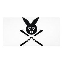 funny ski bunny icon photo greeting card