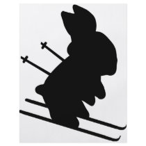 funny skier bunny icon flyer design