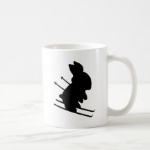 funny skier bunny icon mugs
