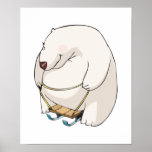 funny sledding chubby polar bear posters