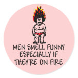 Funny slogan men smell funny stickers