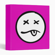 Funny Smiley Face on Pink Background Binder