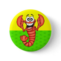 Funny Smiling Lobster Button