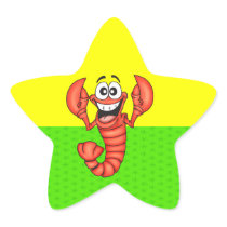 Funny Smiling Lobster Star Sticker