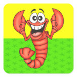Funny Smiling Lobster Square Stickers