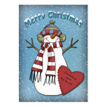 Funny Snowman with heart Business Card