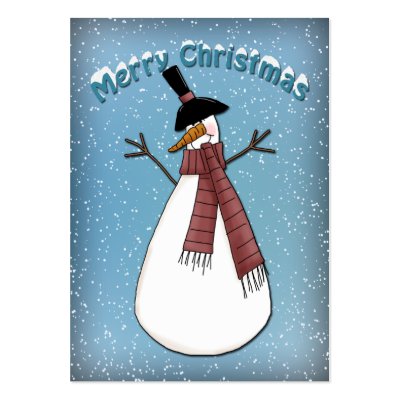 Funny Snowman with scarf and hat Business Card Template by Christmas_Store