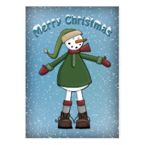 Funny Snowman with scarf and hat Business Card Templates