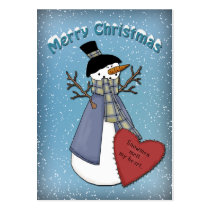 Funny Snowman with scarf and hat Business Card Template