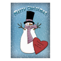 Funny Snowman with scarf and hat Business Cards