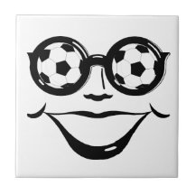 Funny Soccer Ball Face Tile