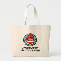 Funny Sock Monkey Canvas Bags