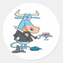 funny sophisticated bull cartoon sticker