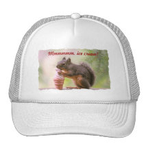 Funny Squirrel Licking Ice Cream Cone Trucker Hats