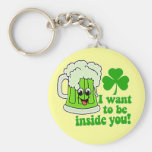 Funny St Patricks Day Green Beer Keychain