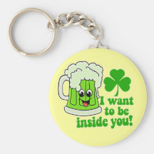 Funny St Patricks Day Green Beer Keychain
