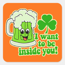 Funny St Patricks Day Green Beer Square Stickers