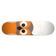 Funny staring cartoon owl skateboard