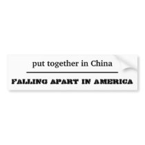funny sticker falling apart in America Bumper Stickers
