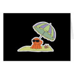 funny sun tanning beach octopus cards