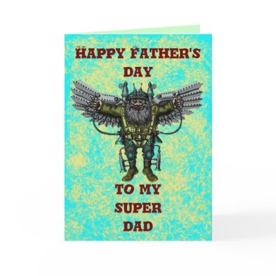 Funny super dad cool happy father's day card by vitaliy