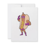 funny super hero hot dog character invitation