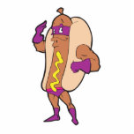 funny super hero hot dog character photo sculptures