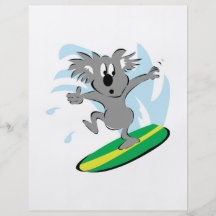 funny surfing koala bear flyer design