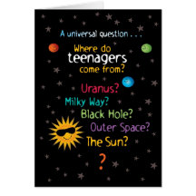 Funny/Sweet Space Teens Birthday Cards