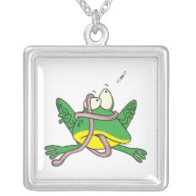 funny tangled tongue froggy frog necklaces