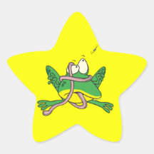 funny tangled tongue froggy frog star stickers