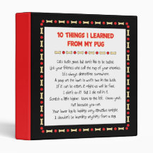 Funny Things I Learned From My Pug 3 Ring Binder