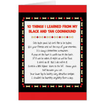 Funny Things Learned From Black and Tan Coonhound Greeting Cards
