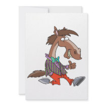 funny thumbs up nerdy horse cartoon custom invite