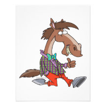 funny thumbs up nerdy horse cartoon custom invitations
