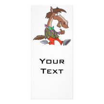 funny thumbs up nerdy horse cartoon rack card design