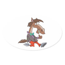 funny thumbs up nerdy horse cartoon stickers