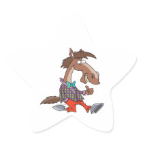 funny thumbs up nerdy horse cartoon star sticker
