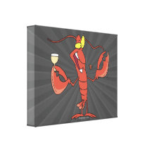 funny toasting lobster cartoon stretched canvas print