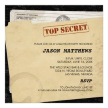 Funny Top Secret Bachelor Party Invitations