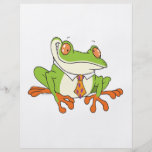 funny tree frog wearing a neck tie cartoon flyer design