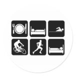 Funny triathlon round stickers